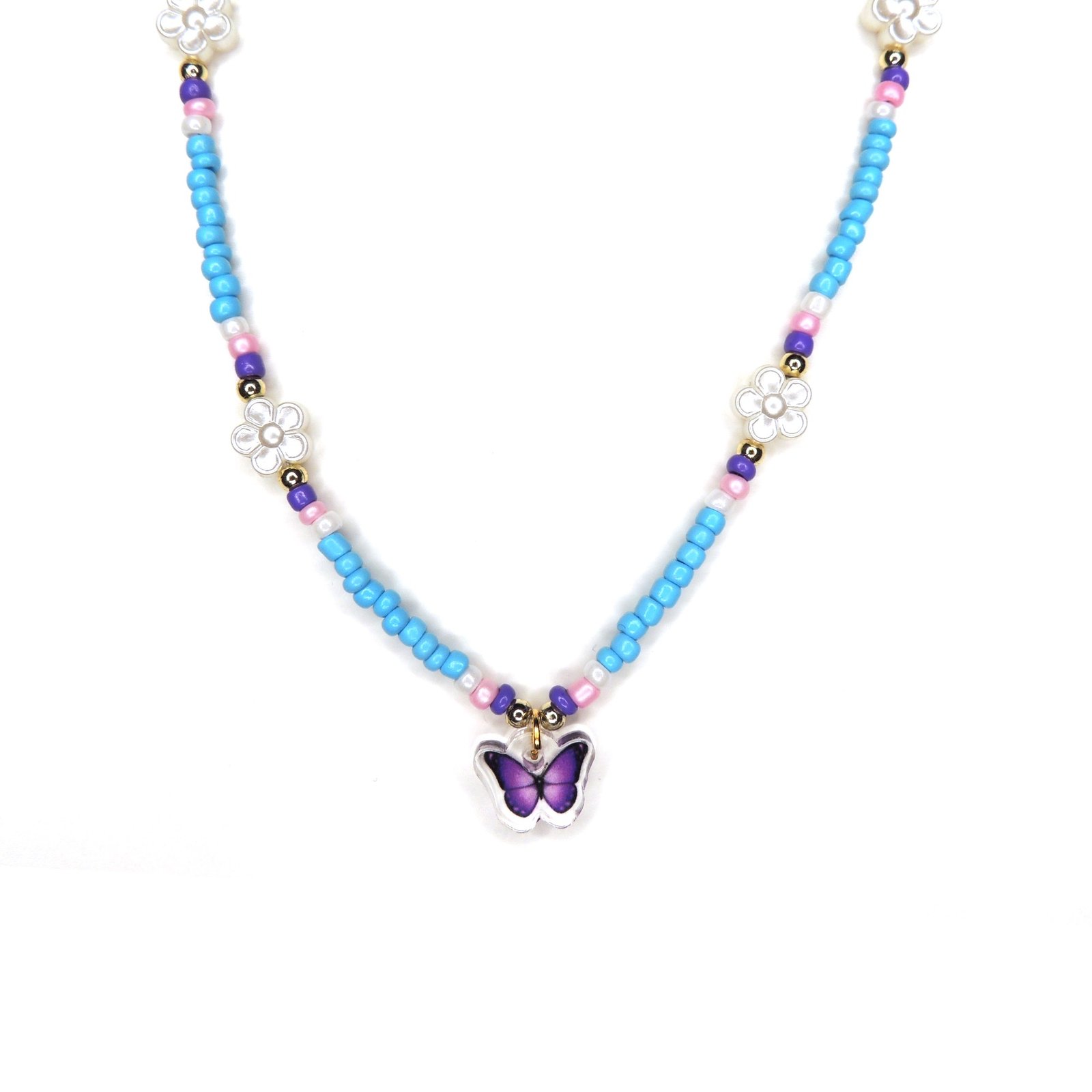 Collier papillon bleu 1